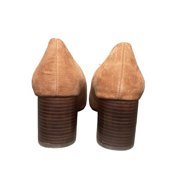 Adrienne Vittadini Women's Tan Suede Leather Chunky Block Heels Size 7.5 Retro‎ - Picture 6 of 11